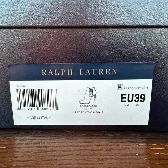 New Ralph Lauren Purple Label Zoie Chelsea Leopard Stiletto Ankle Boots US 8.5